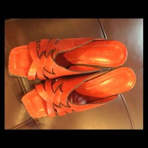 Orange leather upper 7.5 M wedge 4.5 inch